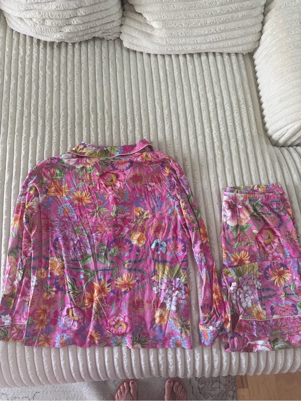 Johnny Was Pink Floral Two-Piece Pajama Set - Picture 2 of 4